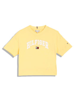 Tommy Hilfiger - Girls Logo Relaxed Fit Cotton T-Shirt Yellow