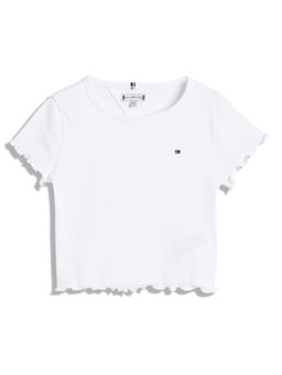 Tommy Hilfiger - Girls Texture Slim Fit Cotton Top White