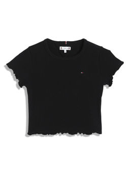 Tommy Hilfiger - Black Girls Texture Slim Fit Cotton Top