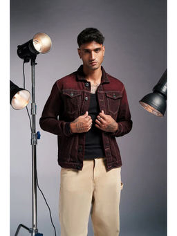 FREAKINS - Inferno Ruby Red Mens Denim Trucker Jacket