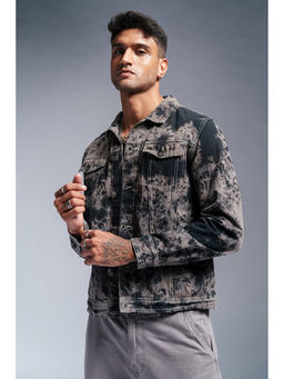 FREAKINS - Ash Blast Black Mens Denim Trucker Jacket