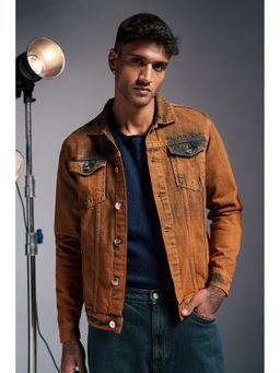 FREAKINS - Rustrod Orange Mens Denim Trucker Jacket