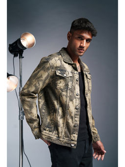 FREAKINS - Terra Fusion Camoclipse Cream Mens Denim Trucker Jacket