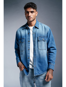 FREAKINS - Azure Splash Blue Mens Denim Jacket
