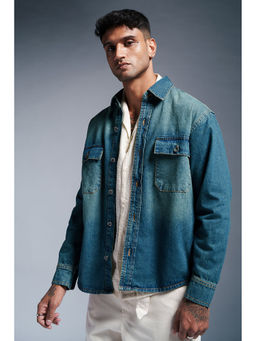 FREAKINS - Retro Royal Blue Mens Denim Jacket