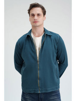 FREAKINS - Teal Blue Contrast Mens Zip-Up Jacket