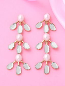 Estele - Gold Plated Graceful Drop Earrings with Kundan and Pearls for Women