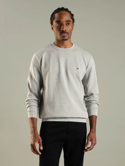 Tommy Hilfiger - Men Grey Solid Regular Fit Cotton Sweatshirt