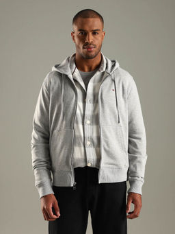 Tommy Hilfiger - Men Grey Solid Regular Fit Cotton Sweatshirt