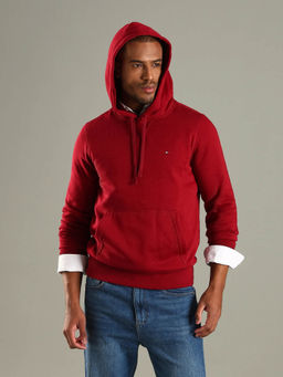 Tommy Hilfiger - Men Red Solid Regular Fit Cotton Sweatshirt