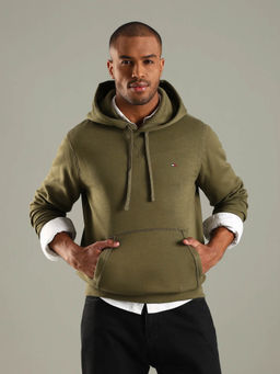 Tommy Hilfiger - Men Olive Solid Regular Fit Cotton Sweatshirt