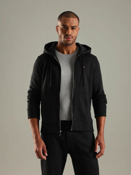 Tommy Hilfiger - Men Black Solid Regular Fit Cotton Sweatshirt