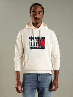 Tommy Hilfiger - Men White Logo Regular Fit Cotton Sweatshirt