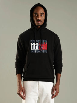 Tommy Hilfiger - Men Black Logo Regular Fit Cotton Sweatshirt