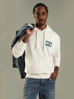 Tommy Hilfiger - Men Off White Printed Regular Fit Cotton Sweatshirt