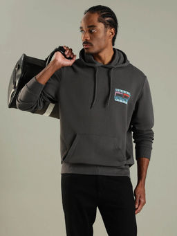 Tommy Hilfiger - Men Charcoal Printed Regular Fit Cotton Sweatshirt