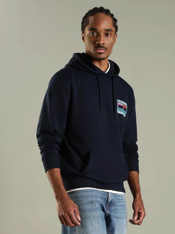 Tommy Hilfiger - Men Navy Blue Printed Regular Fit Cotton Sweatshirt