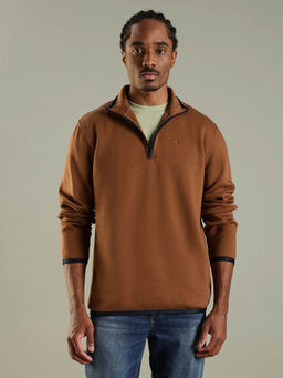 Tommy Hilfiger - Men Brown Solid Regular Fit Cotton Sweatshirt