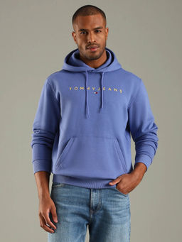 Tommy Hilfiger - Men Blue Embroidered Logo Regular Fit Cotton Sweatshirt