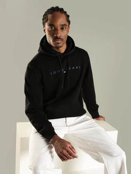 Tommy Hilfiger - Men Black Embroidered Logo Regular Fit Cotton Sweatshirt