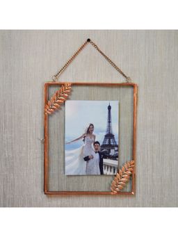 Hollyhock - Hanging Copper Pressed Glass Photo Frame