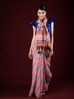 EXCLUSIVA - Multicolor Cotton Silk Print Leheriya Print Sequin Work with Unstitched Blouse
