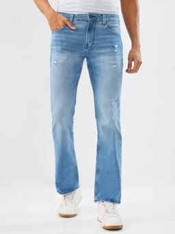 Spykar - Light Blue Regular Fit Mid Rise Jeans for Men