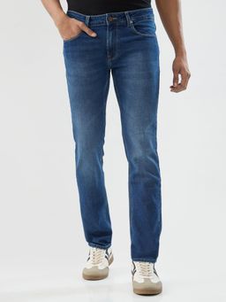 Spykar - Solid Mid Blue Regular Fit Jeans for Men