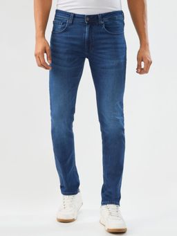 Spykar - Dark Blue Regular Fit Mid Rise Jeans for Men