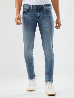 Spykar - Mid Blue Slim Fit Low Rise Jeans for Men