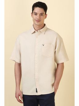 Allen Solly - Men Beige Textured Half Sleeves Casual Shirt