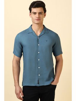 Allen Solly - Men Blue Solid Half Sleeves Casual Shirt