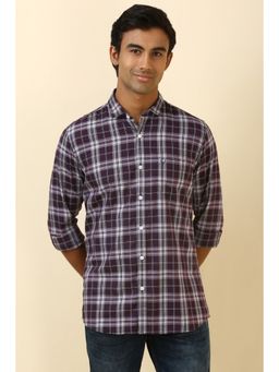 Allen Solly - Men Purple Check Full Sleeves Casual Shirt