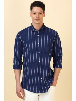 Allen Solly - Men Navy Blue Stripe Full Sleeves Casual Shirt