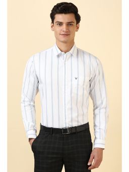 Allen Solly - Men White Stripe Full Sleeves Formal Shirt