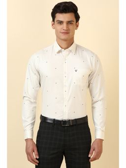 Allen Solly - Men Beige Embroidered Full Sleeves Formal Shirt
