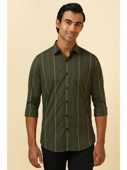 Allen Solly - Men Olive Stripe Full Sleeves Casual Shirt