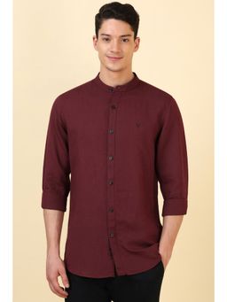 Allen Solly - Men Maroon Solid Full Sleeves Casual Shirt
