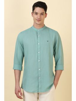 Allen Solly - Men Green Solid Full Sleeves Casual Shirt