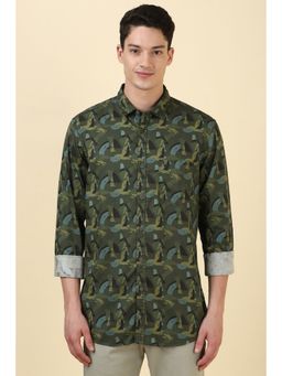 Allen Solly - Men Olive Print Full Sleeves Casual Shirt