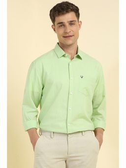 Allen Solly - Men Green Regular Fit Solid Full Sleeves Casual Shirt