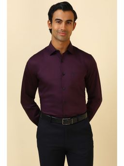 Allen Solly - Men Wine Solid Full Sleeves Formal Shirt