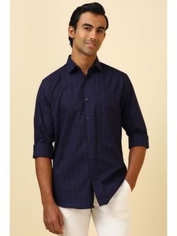 Allen Solly - Men Navy Blue Check Full Sleeves Casual Shirt