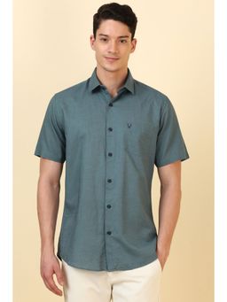Allen Solly - Men Green Textured Half Sleeves Casual Shirt
