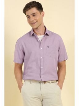 Allen Solly - Men Lavender Regular Fit Solid Half Sleeves Casual Shirt