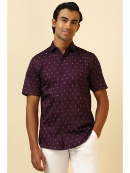 Allen Solly - Men Wine Print Half Sleeves Casual Shirt