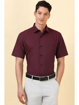 Allen Solly - Men Maroon Textured Half Sleeves Formal Shirt