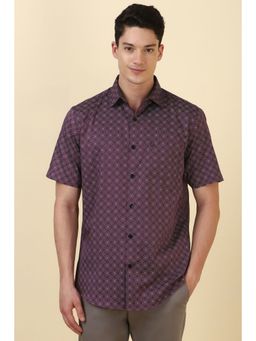 Allen Solly - Men Wine Print Half Sleeves Casual Shirt