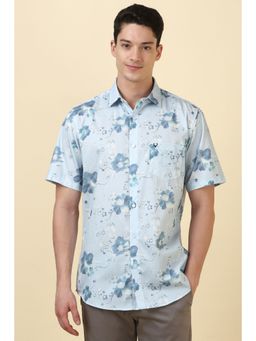 Allen Solly - Men Light Blue Print Half Sleeves Casual Shirt