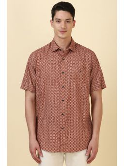Allen Solly - Men Brown Print Half Sleeves Casual Shirt